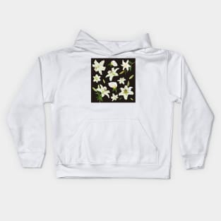 Black and White lily flowers Kids Hoodie